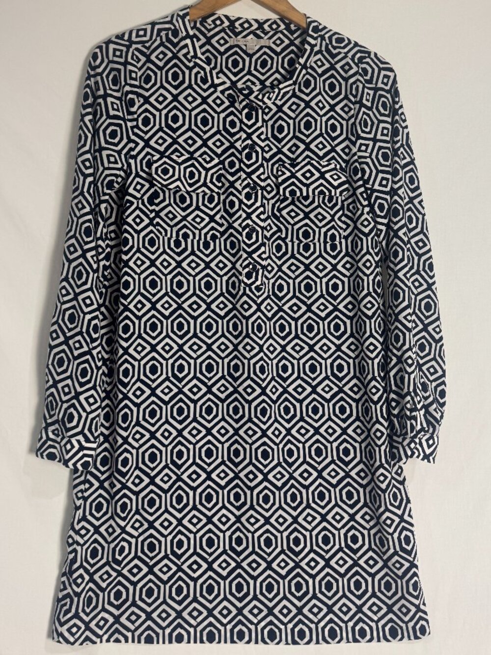 Gap Navy White Geometric Print Shirt Dress Small